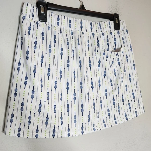 SanSoleil tennis racket/balls skort. Women's Size Large. White navy green. - Picture 3 of 16